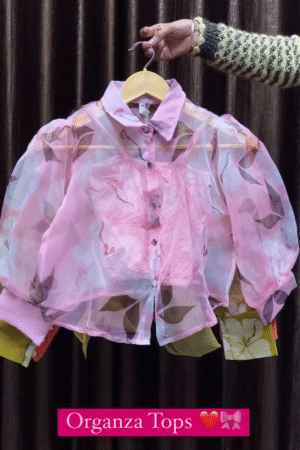 Casual Puff Sleeves Printed Women Pink Top with Attached Dupatta – Fusion Ethnic Chic