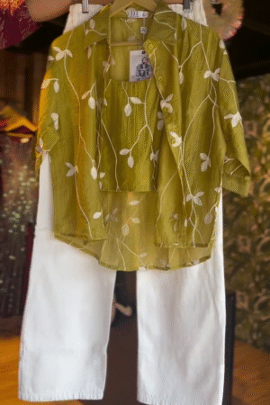 Shifted Chiffon Embroidery Leaf Áo Dài Top (No Pants) – Grace in Every Thread