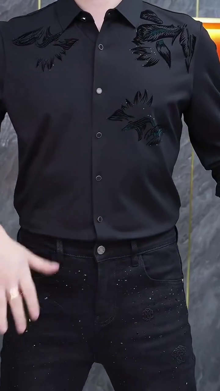 Serpentine Dragon Handwork Designer Slim Fit Shirt