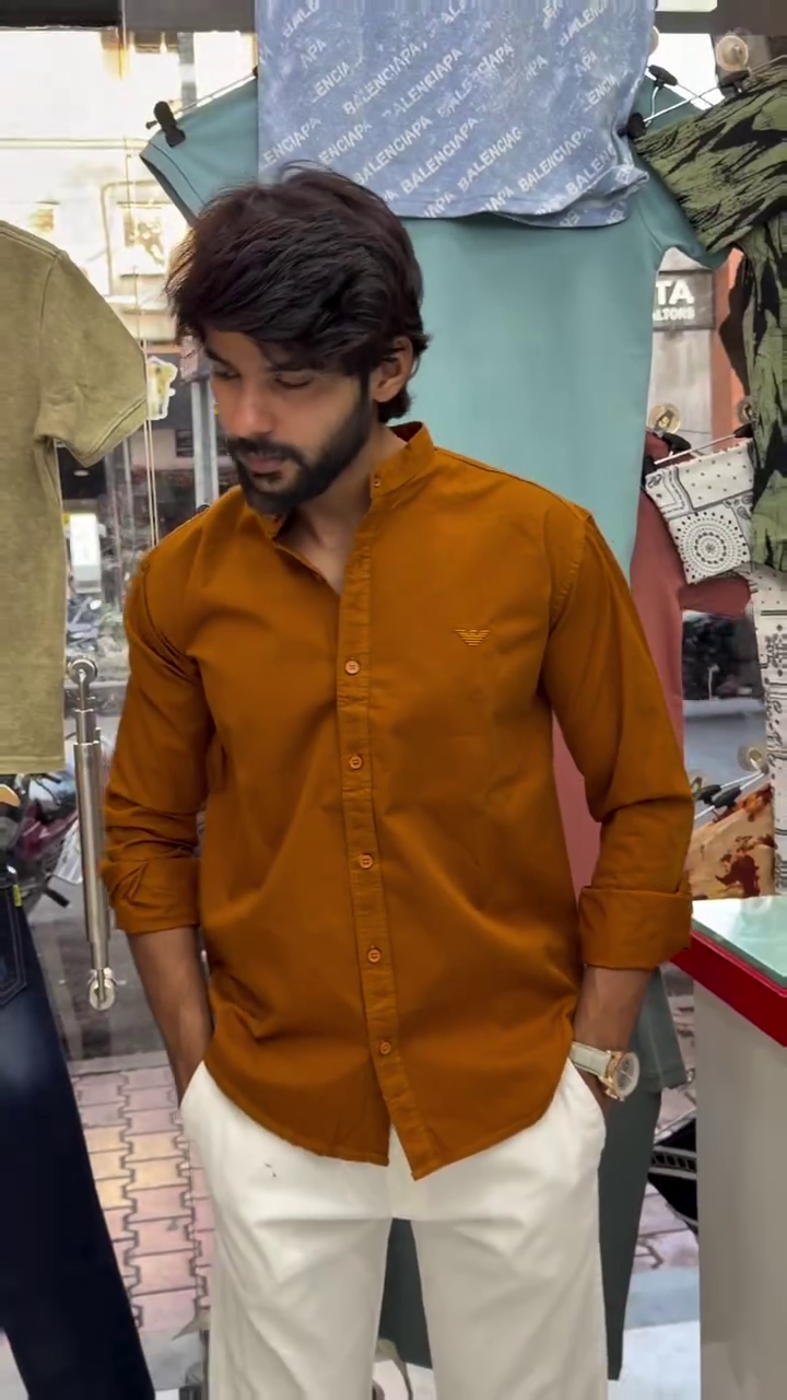 Men Spread Collar Slim Fit Casual Shirt - Image 8