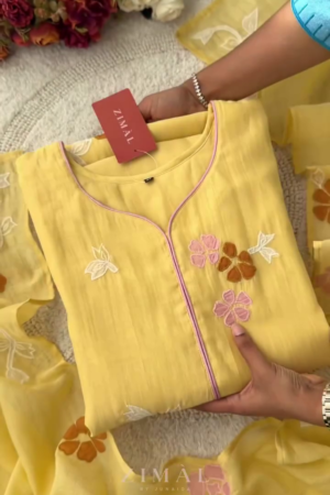 Women Floral Embroidered Cotton Kurta with Trousers & Dupatta