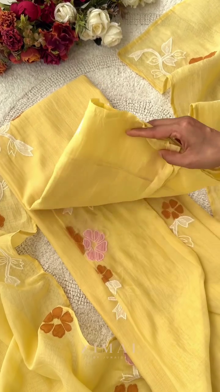 Women Floral Embroidered Cotton Kurta with Trousers & Dupatta - Image 9