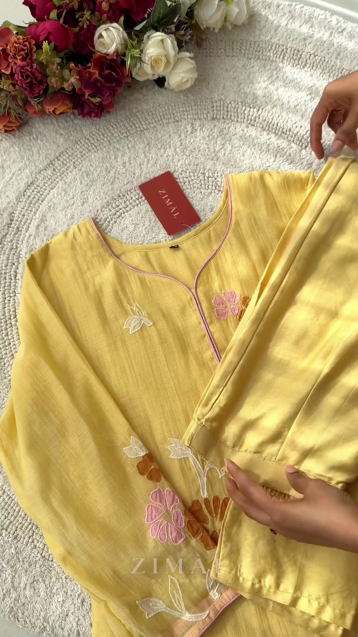Women Floral Embroidered Cotton Kurta with Trousers & Dupatta - Image 4
