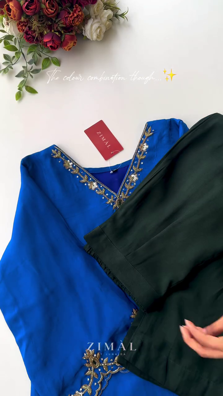 Embroidered Beads and Stones Chanderi Cotton Straight Kurta with Trousers & Dupatta - Image 5