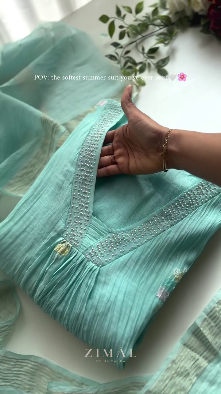 Ethnic Motifs Embroidered Lucknowi Chikankari Anarkali Kurta - Image 11