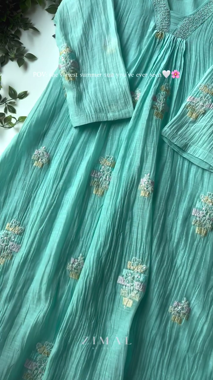 Ethnic Motifs Embroidered Lucknowi Chikankari Anarkali Kurta - Image 6