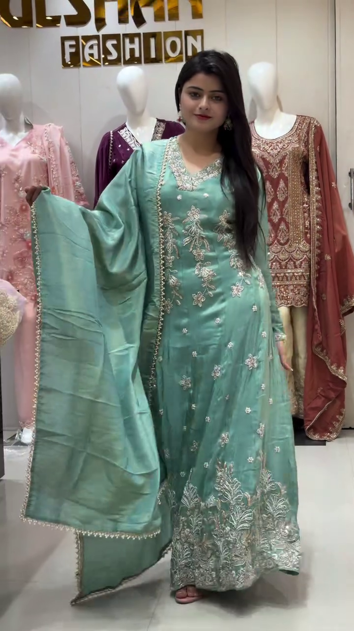 New Designer Party Wear Look TOP, Sharara Plazzo And Duppata, Natural Crep Fabric