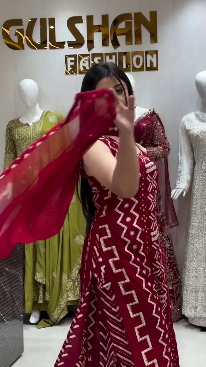 Women Rust Floral Printed Sequinned Kurta with Sharara & With Dupatta - Image 2