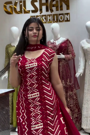 Women Rust Floral Printed Sequinned Kurta with Sharara & With Dupatta