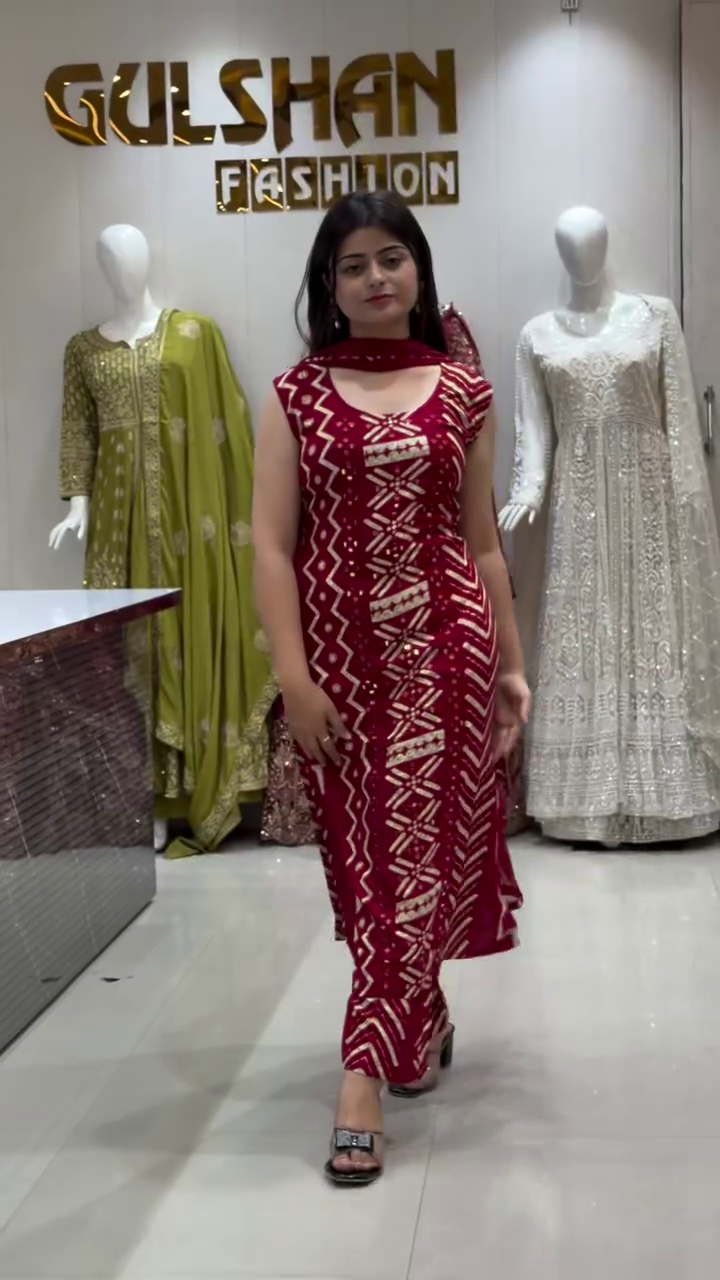 Women Rust Floral Printed Sequinned Kurta with Sharara & With Dupatta - Image 8