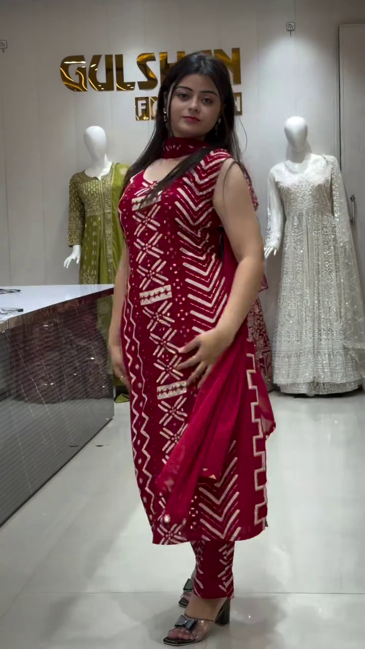 Women Rust Floral Printed Sequinned Kurta with Sharara & With Dupatta - Image 3