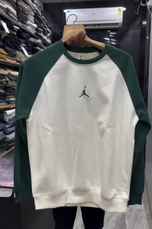 Round Neck Raglan Sleeves Cotton Sweatshirt