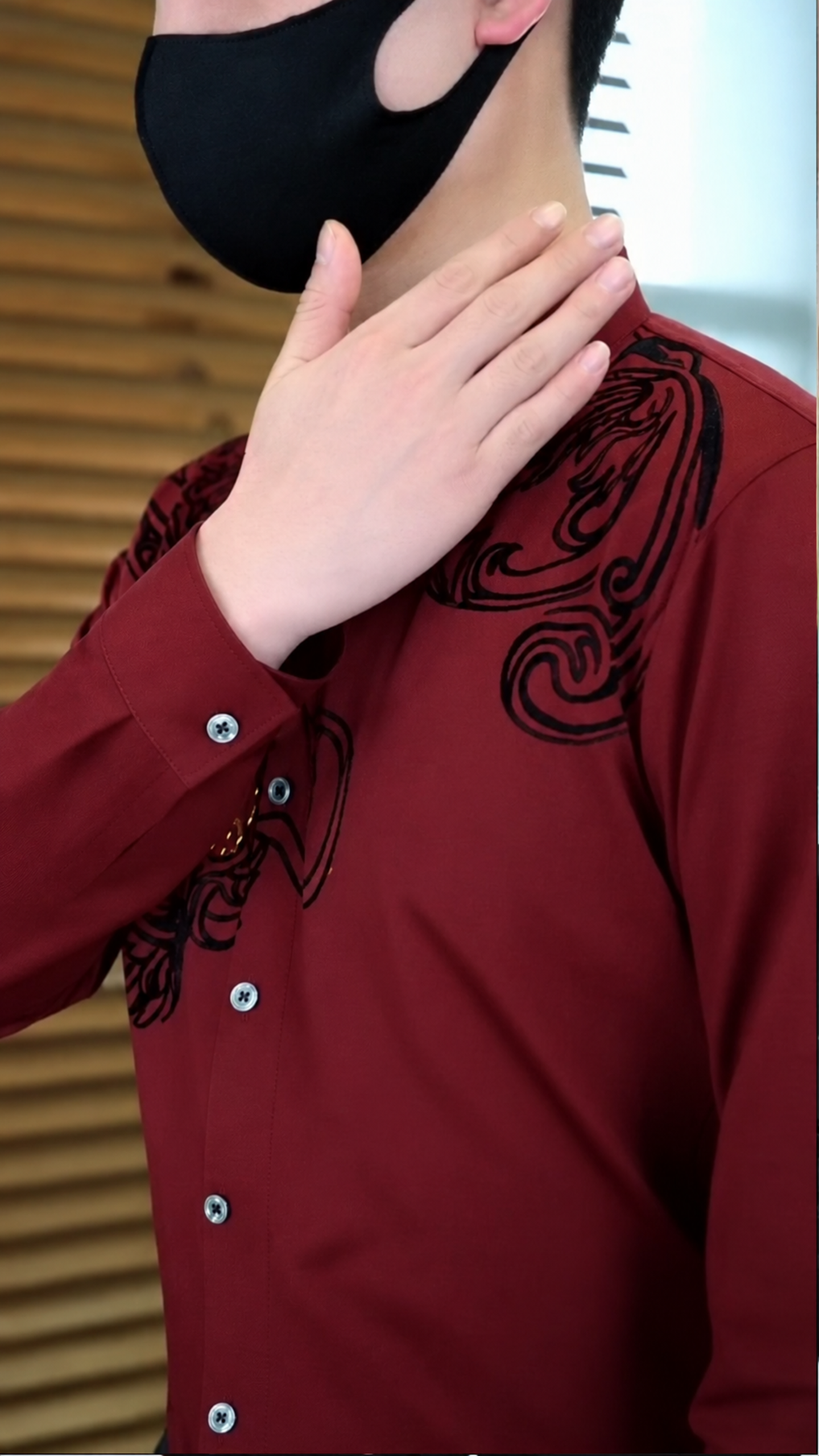 Black Serpentine Dragon Handwork Designer Shirt - Image 3