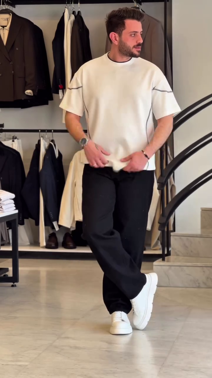 Modal Round Neck Short Sleeves Oversized T-shirt - Image 3